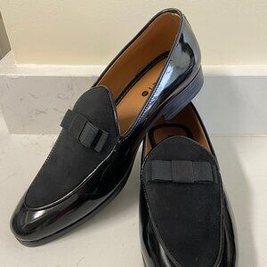 Brand New Black Bow Loafers In Velvet